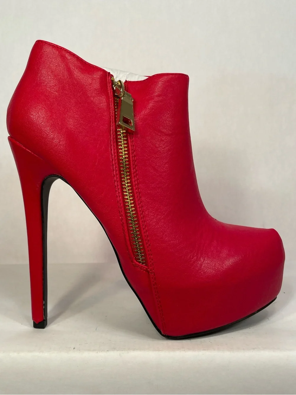 Qupid Red Platform Ankle Bootie